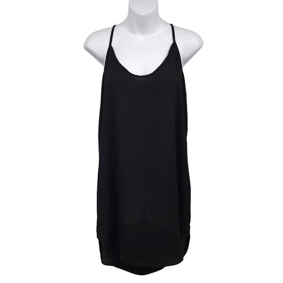 Krisa Cami Slip Dress M Spaghetti Strap Shift Sleeveless Mini Layering Black USA - Picture 1 of 5